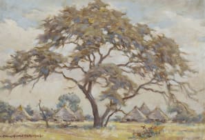 Erich Mayer; Tree and Huts Behind