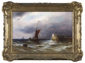 Gustave de Breanski; Sailboat in a Stormy Sea