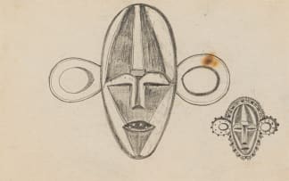 Alexis Preller; Baboa Mask, Belgian Congo; Gold Ornaments, Gold Coast, sketches , two