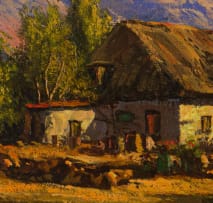 Tinus de Jongh; Cottages in a Mountain Landscape