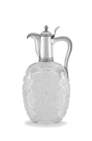 A Russian silver and cut-glass claret jug, with maker's marks in Cyrillic, 1908-1917