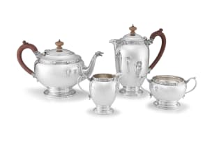 An Elizabeth II silver four-piece tea service, Adie Brothers Ltd, Birmingham, 1959-1974