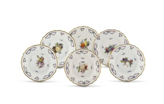 A set of six Fürstenberg cabinet plates, late 18th/early 19th century