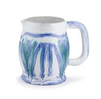 A Linn Ware blue, cream-and-green-glazed jug, 1945