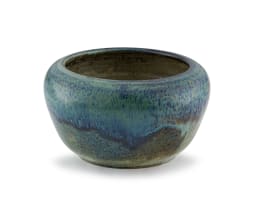 A Globe mottled blue-and-green-glazed bowl
