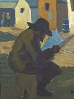 George Milwa Mnyaluza Pemba; Figure Reading beside a Street