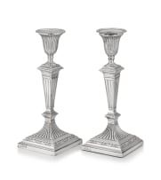 A pair of late Victorian/Edward VII silver candlesticks, Hawksworth, Eyre & Co Ltd, Sheffield, 1896-1909