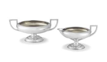 A Norwegian silver two-handled sugar bowl and milk jug, J. Tostrup, 1865, .830 standard