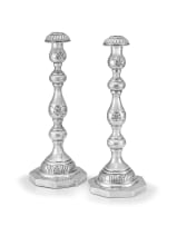 A pair of George VI silver Judaica candlesticks, A Taite & Sons Ltd, London, 1939