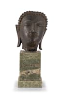 A bronze Buddha head fragment, Thailand, 16th/17th Century