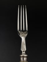 A Victorian presentation fruit knife and fork, William Hutton & Sons, London, 1888