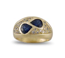Blue sapphire and diamond 18ct yellow gold ring