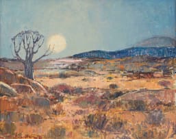 Piet van Heerden; Landscape with Full Moon, Namaqualand (O'Kiep)