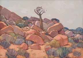 Piet van Heerden; Rocky Landscape with Quiver Tree