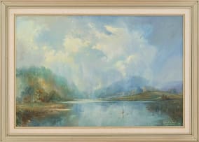 Gabriel de Jongh; Landscape with Lake and Cloudy Sky
