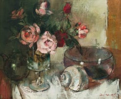 Irmin Henkel; Still Life with Pink Roses