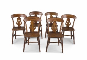 A set of six elm and beechwood 'Windsor' side chairs, 19th century