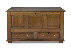 A Channel Islands panelled elm mule chest, 18th century