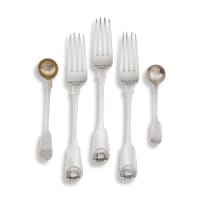 Three Cape silver 'Fiddle and Shell' pattern dinner forks, Lawrence Holme Twentyman, 19th century