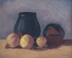 Jacob Hendrik Pierneef; Still Life with Vessels and Pomegranates