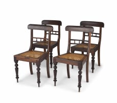 An assembled set of four Cape stinkwood side chairs, 19th/20th century