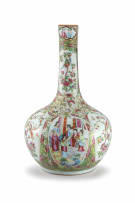 A Chinese famille-rose Canton bottle vase, Qing Dynasty, 19th century