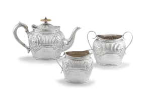 A late Victorian three-piece morning tea set, Francis Howard, Sheffield, 1896
