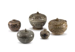 Two South East Asian brown-glazed covered bowls, 15th/16th century