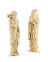 A Chinese ivory figure of He Xiangu, Qing Dynasty, 19th century
