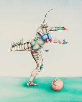 Norman Catherine; Red Lipped Ballerina in Action against an Erotic Giraffe Ball
