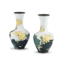 A pair of Japanese moriage vases, Meiji period, 1868-1912