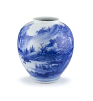 A Japanese blue and white vase, Meiji period, 1868-1912