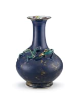 A Chinese famille-rose powder-blue glaze vase, Qing Dynasty, 18th/19th century