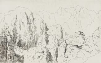 François Krige; View of Cogmanskloof Pass (Cape Fold Belt Mountains) with Old English Fort, near Montagu, Western Cape