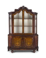 A Dutch mahogany and walnut marquetry display cabinet, late 19th century