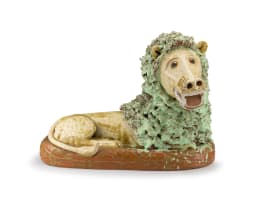 Nico Masemola; A Recumbent Lion with a Green-glazed Mane