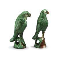 Four Chinese green-glazed parrots, Qing Dynasty, 19th century