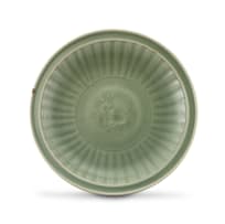 A Chinese Longquan celadon-glazed dish, Ming Dynasty, 15th century