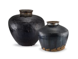 A Southeast Asian black and brown-glazed stoneware Martavan, 19th century