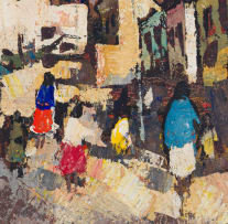 George Enslin; Bo-Kaap Street Scene with Washing Line