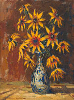 Wessel Marais; Rudbeckias in a Vase