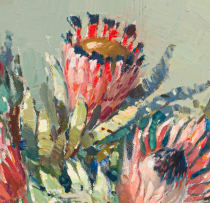 Wessel Marais; Vase of Proteas