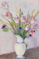 Maud Sumner; Jug of Mixed Flowers with Tulips