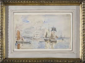 Attributed to Eugene Boudin; Voiliers au Port