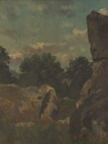 French School late 19th Century; Landscape with Rocks
