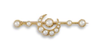 Victorian seed-pearl and gold brooch