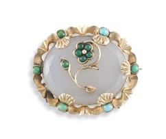 Victorian seed-pearl and gold brooch