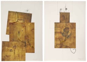 Judith Mason; Patchwork Scarecrow I and II, a pair
