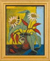 Nicolaas Maritz; Composition with Anthropomorphic Vase and Sunflowers