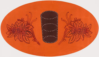 Jeremy Wafer; Orange Oval with Cylinder Form and Flowers